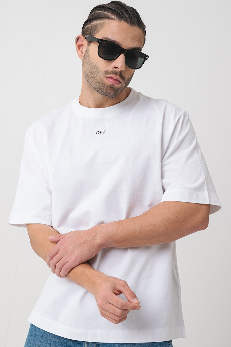 OFF-WHITE Тениска с овално деколте и лого - Pepit.bg
