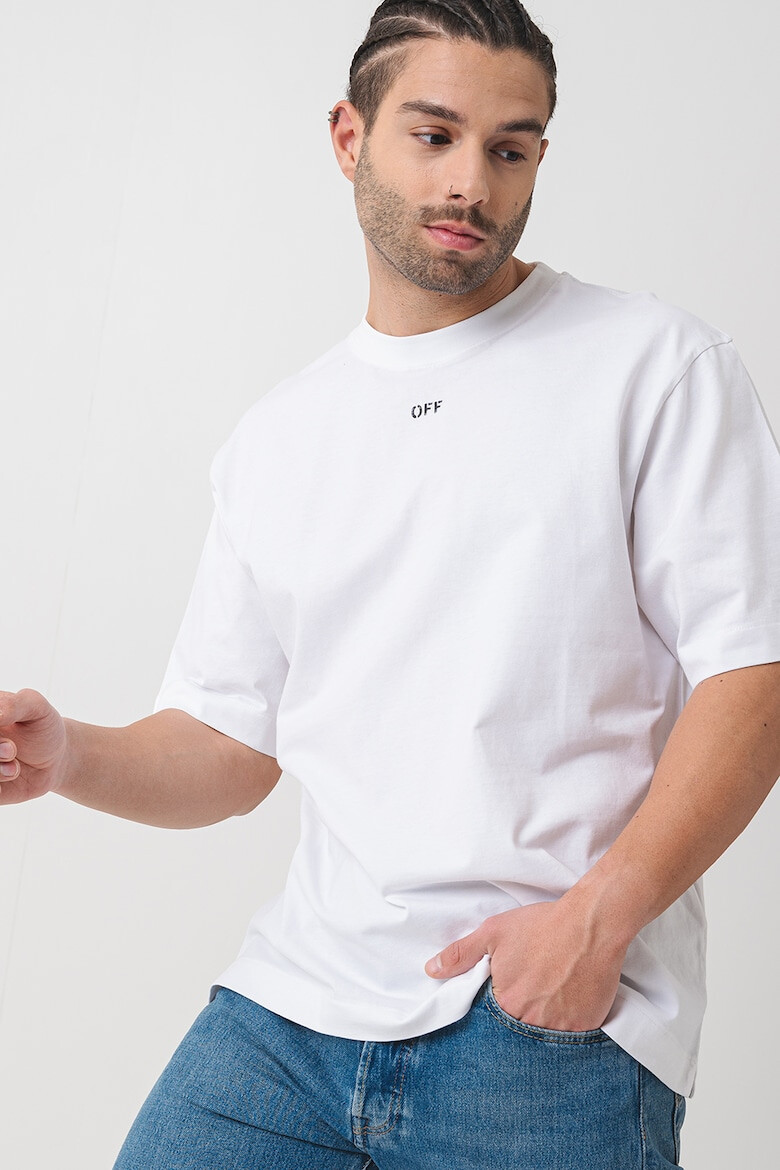 OFF-WHITE Тениска с овално деколте и лого - Pepit.bg