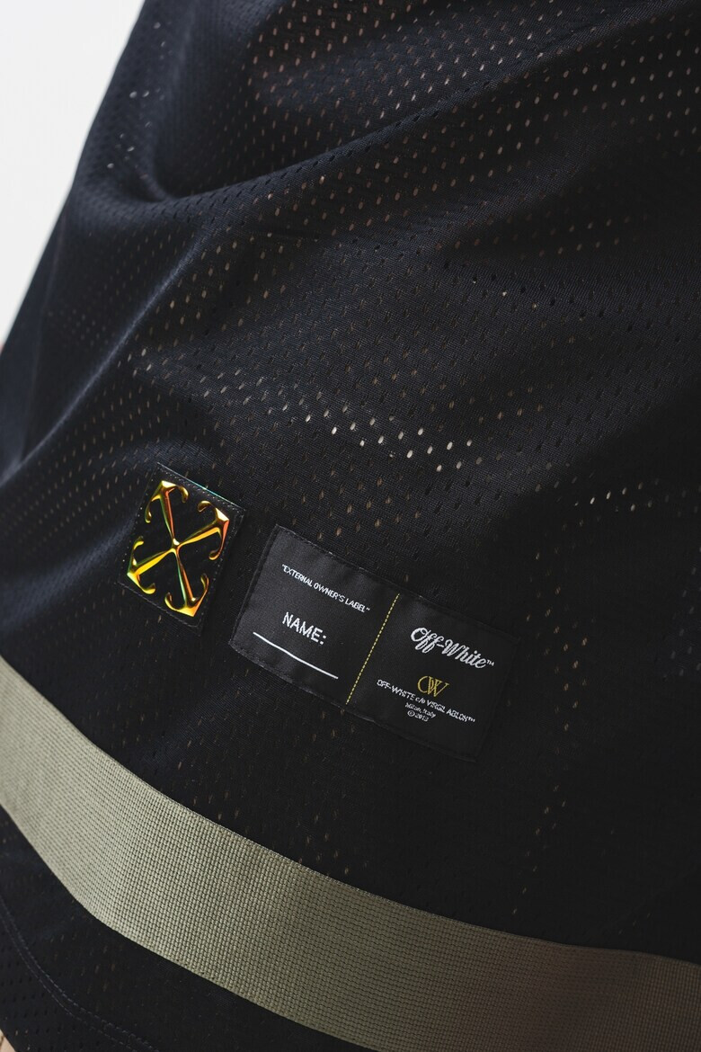 OFF-WHITE Уголемена тениска с овално деколте - Черен/Папратово зелено - Pepit.bg