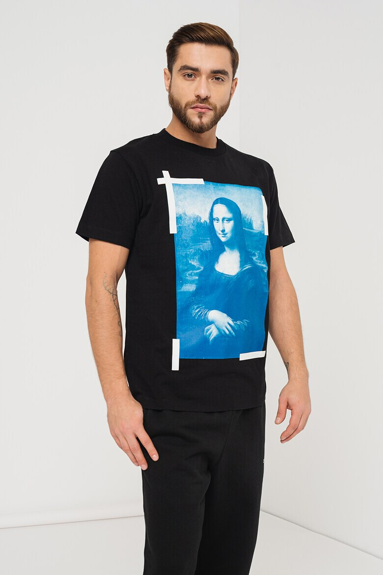 OFF-WHITE Вталена тениска с овално деколте Monalisa - Pepit.bg