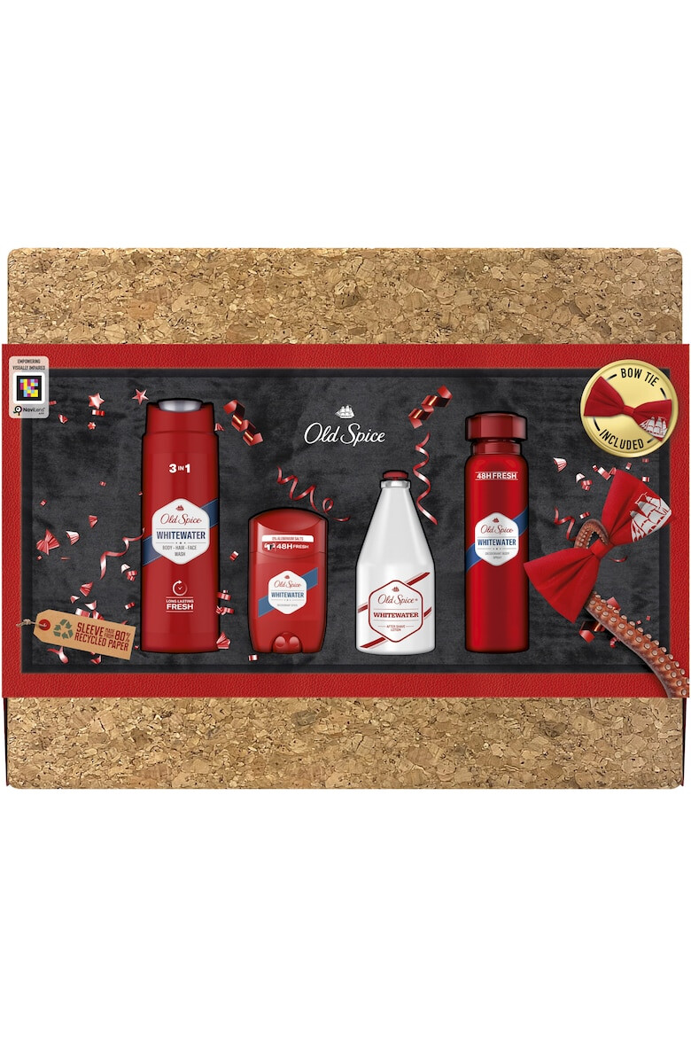 Old Spice Комплект Cork Box Whitewater: Душ гел 250 мл + Дезодорант стик 50 мл + Дезодорант спрей 150 мл + Афтършейв 100 мл + Папийонка - Pepit.bg