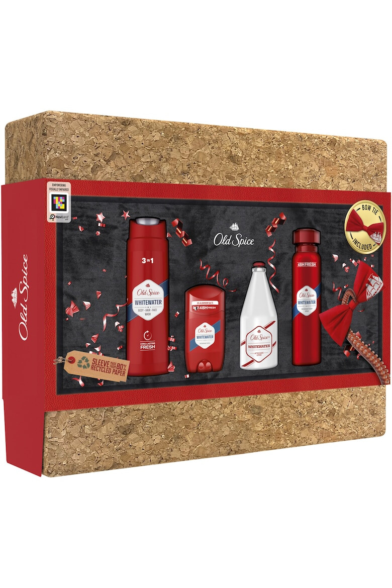 Old Spice Комплект Cork Box Whitewater: Душ гел 250 мл + Дезодорант стик 50 мл + Дезодорант спрей 150 мл + Афтършейв 100 мл + Папийонка - Pepit.bg