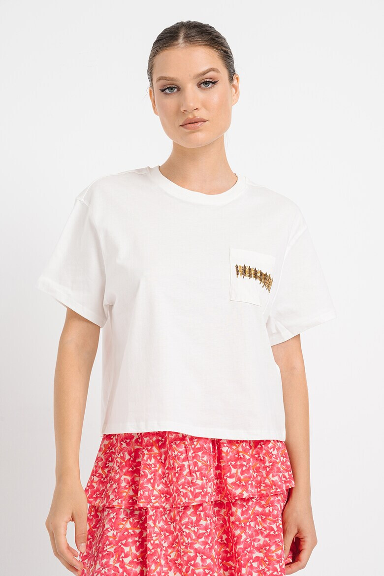 Only Широка тениска с джоб на гърдите - Pepit.bg