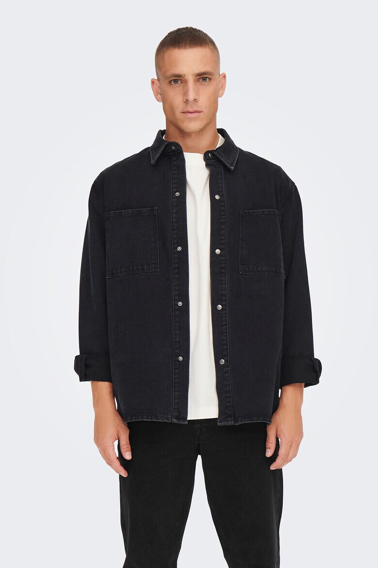 Only & Sons Дънкова риза с капси - Pepit.bg
