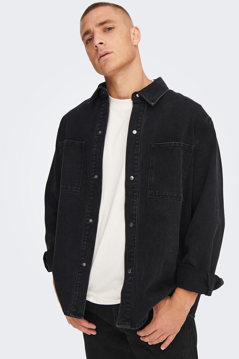 Only & Sons Дънкова риза с капси - Pepit.bg