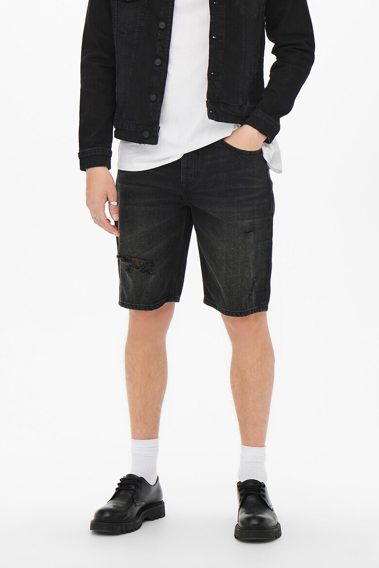 Only & Sons Къси дънки с протрити зони - Pepit.bg