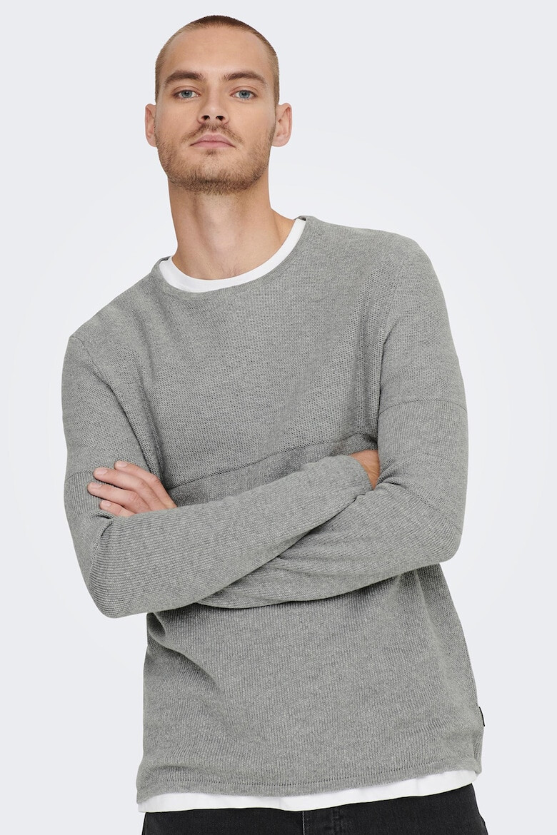 Only & Sons Памучен пуловер с овално деколте - Pepit.bg