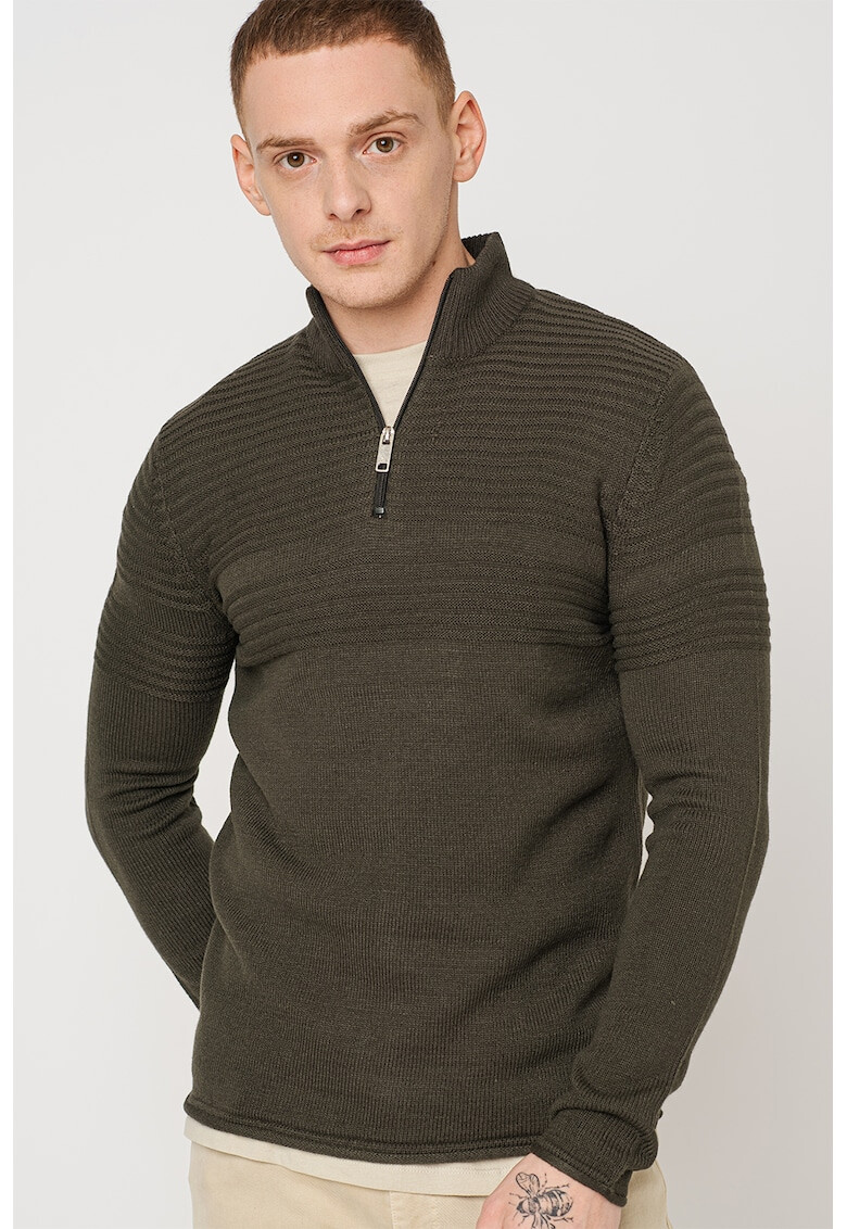 Only & Sons Плетен пуловер Blade с къс цип - Pepit.bg