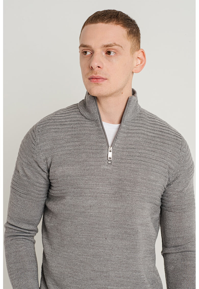 Only & Sons Плетен пуловер Blade с къс цип - Pepit.bg