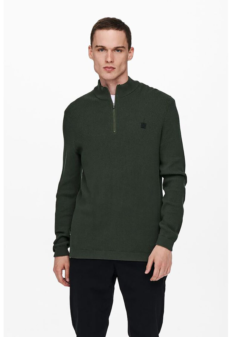Only & Sons Пуловер Web с рипс и цепка с цип - Pepit.bg