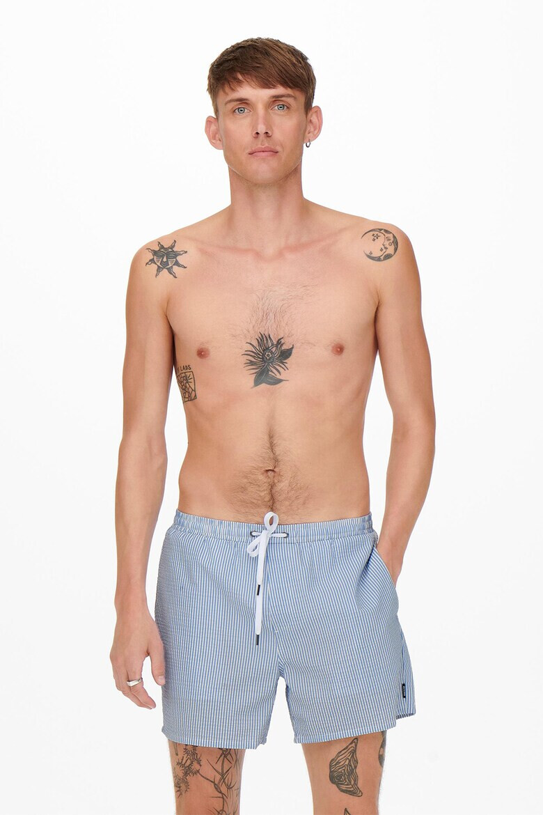 Only & Sons Раирани плувни шорти с връзки - Pepit.bg