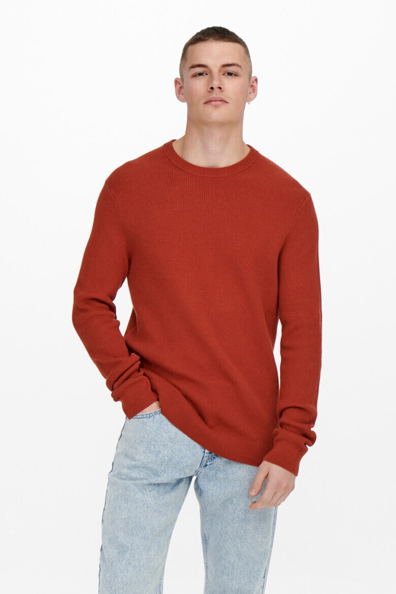 Only & Sons Рипсен пуловер с овално деколте - Pepit.bg
