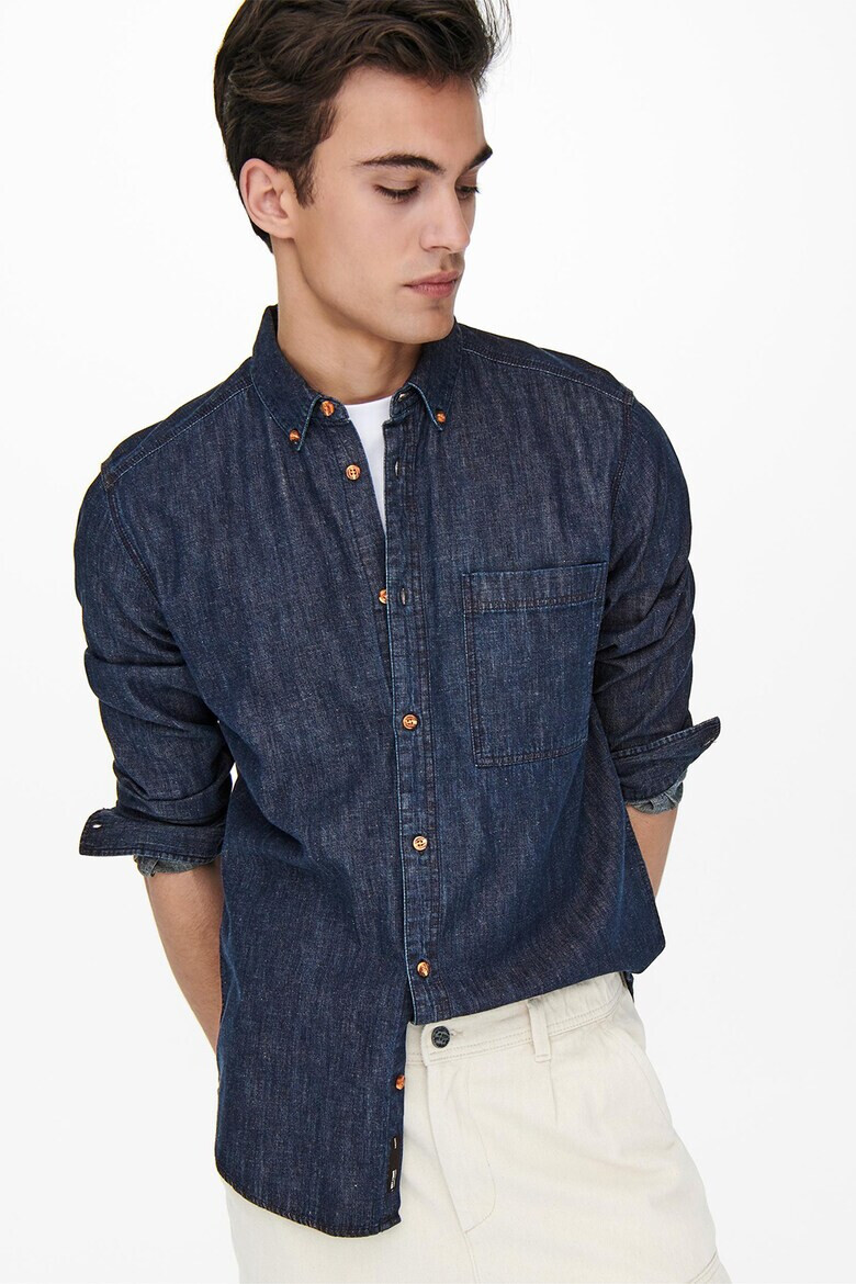Only & Sons Риза с лен с джоб на гърдите - Pepit.bg