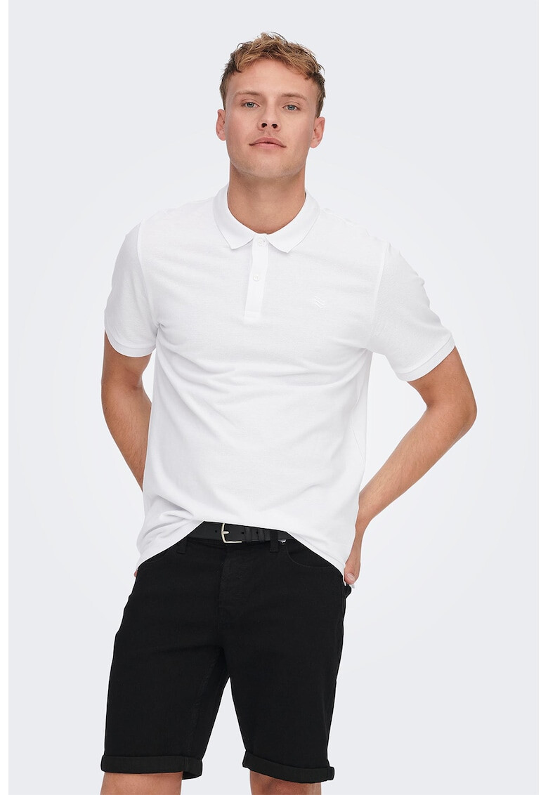 Only & Sons Тениска Scott с яка и бродерия - Pepit.bg