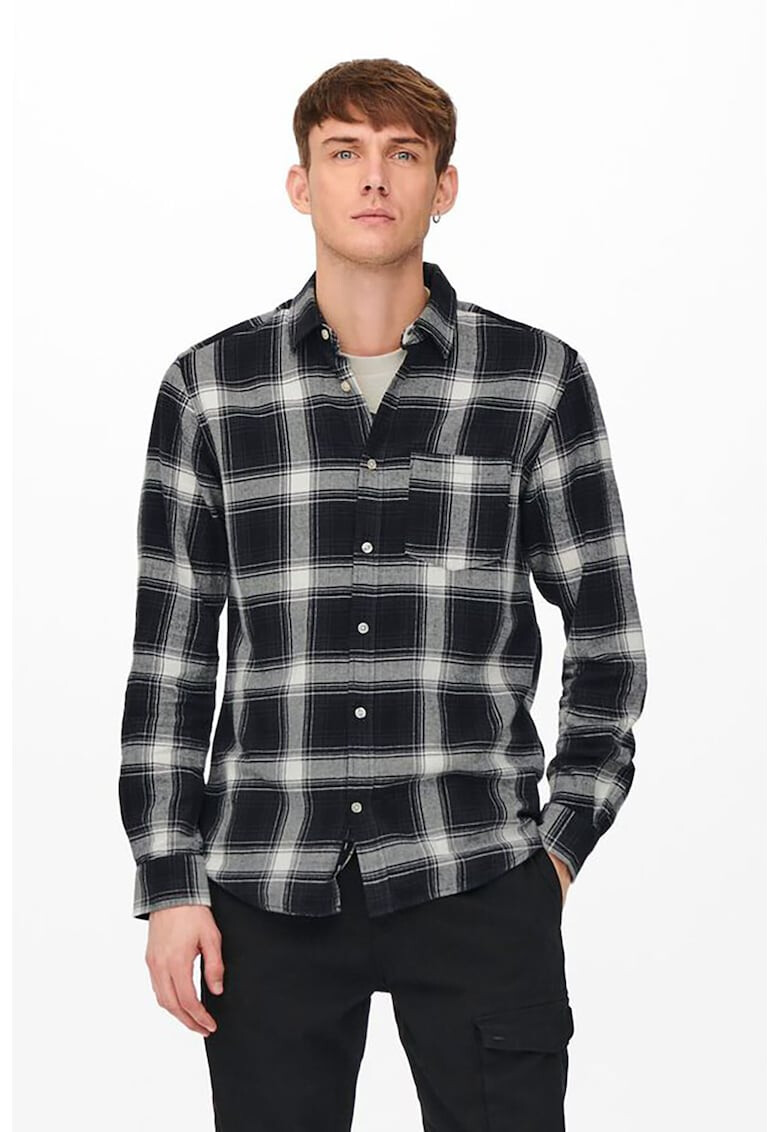 Only & Sons Вталена риза с джоб отпред - Pepit.bg