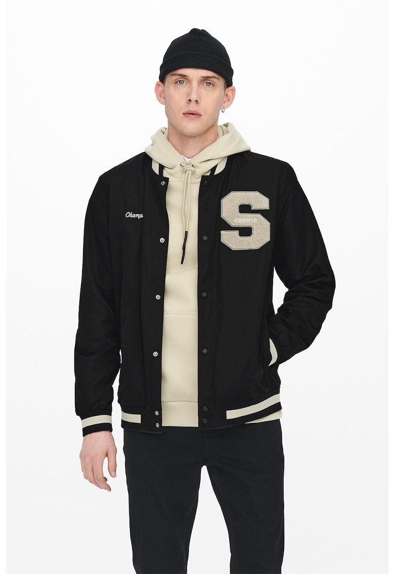 Only & Sons Яке бомбър с апликация на гърдите - Pepit.bg