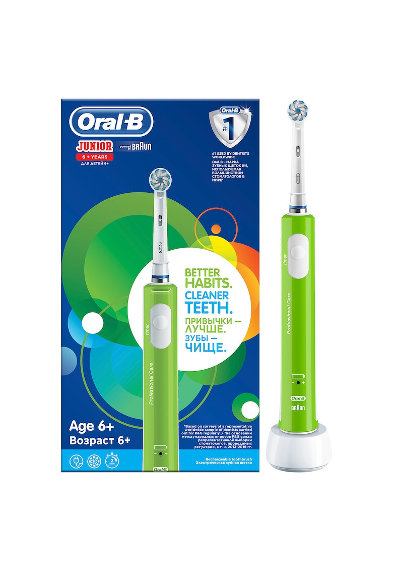 Oral-B Ел. четка за зъби Oral B Junior Презареждаща се Таймер Зелена - Pepit.bg