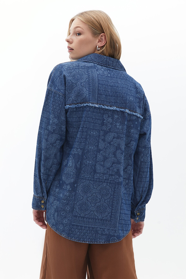 OXXO Дънкова риза с принт - Тъмносин - Pepit.bg