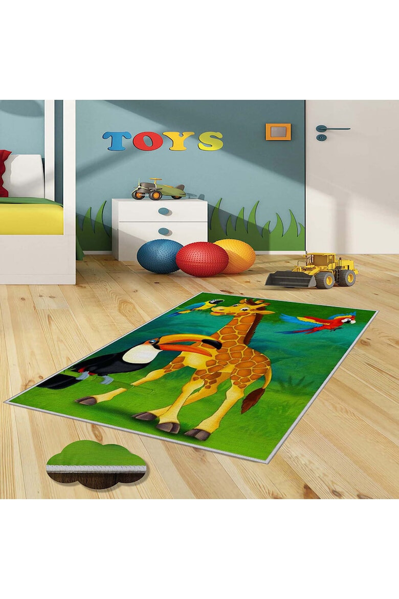 Oyo home Килим Giraffe 140x220 см Полиестер Дигитален печат Неплъзгаща се долна страна Многоцветен - Pepit.bg