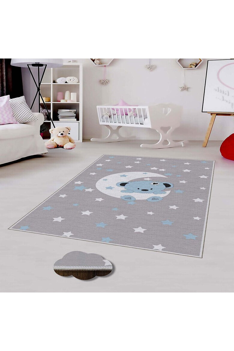 Oyo home Килим Moon Bear 140x220 см Полиестер Дигитален печат Неплъзгаща се долна страна Многоцветен - Pepit.bg