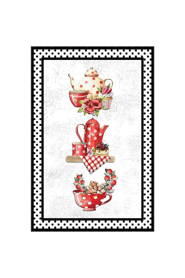 Oyo home Килим Tea Time За кухня 100x200 см Полиестер Дигитален печат Неплъзгащ се Многоцветен - Pepit.bg