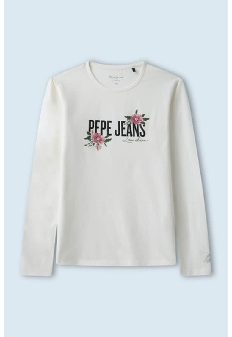 Pepe Jeans London Памучна блуза Taylor с лого и шарка - Pepit.bg