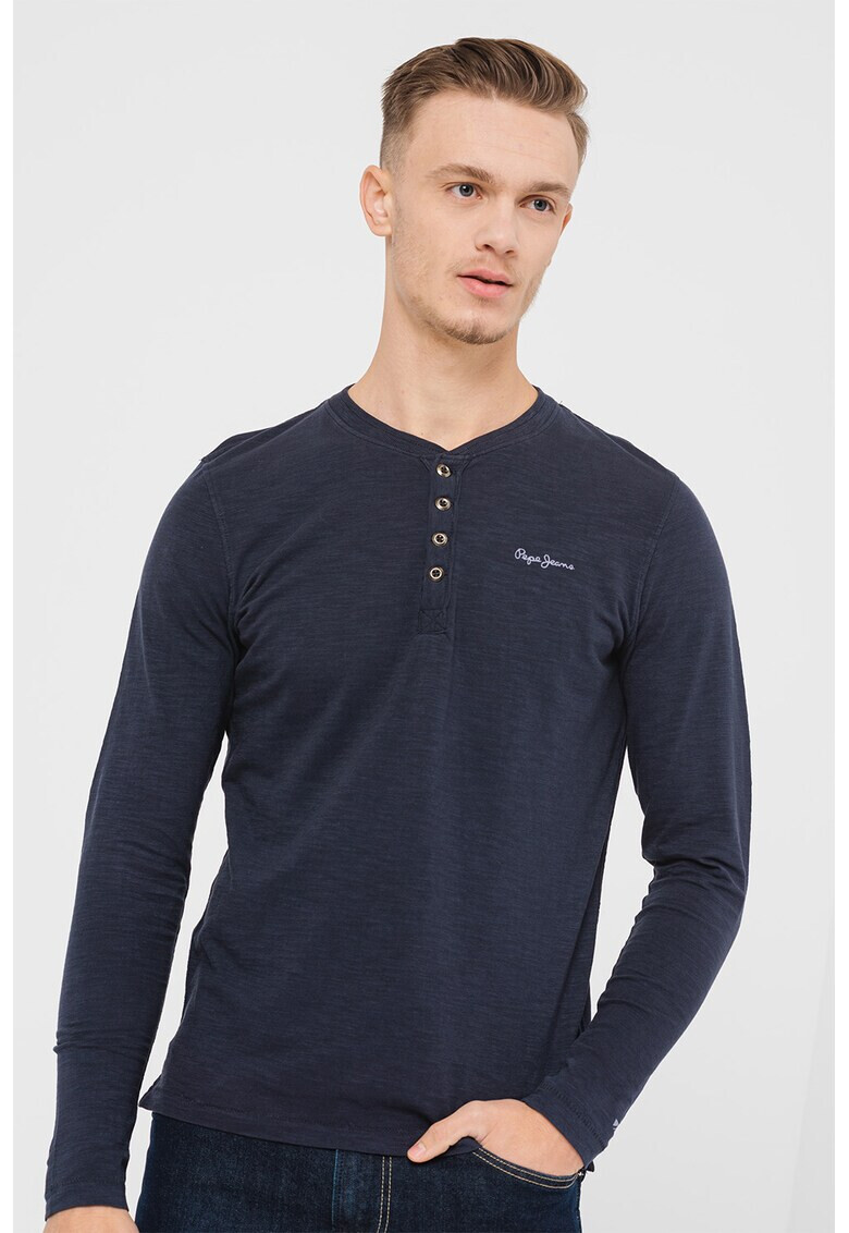 Pepe Jeans London Памучна блуза Thane с деколте Henley - Pepit.bg