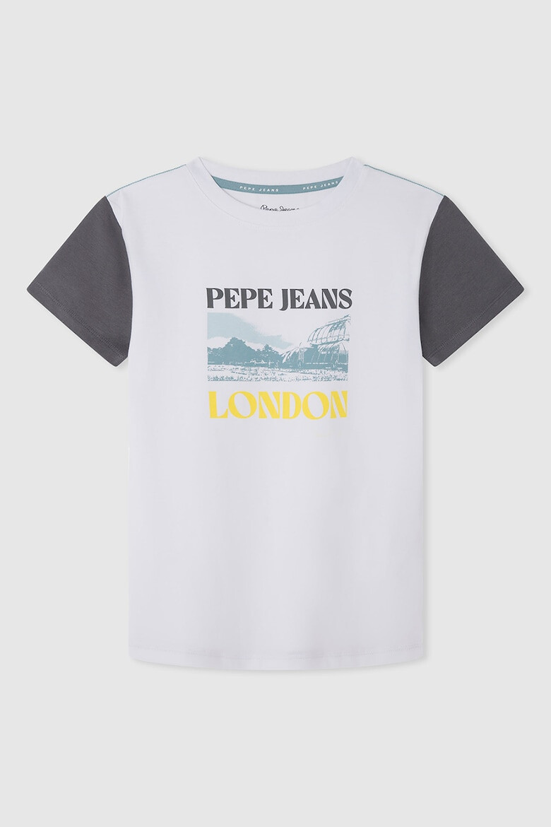 Pepe Jeans London Памучна тениска с контрастни ръкави - Pepit.bg