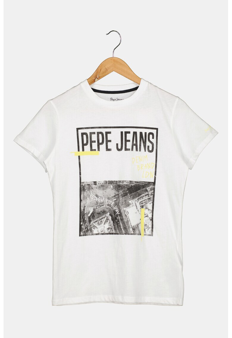 Pepe Jeans London Памучна тениска с лого и щампа - Pepit.bg