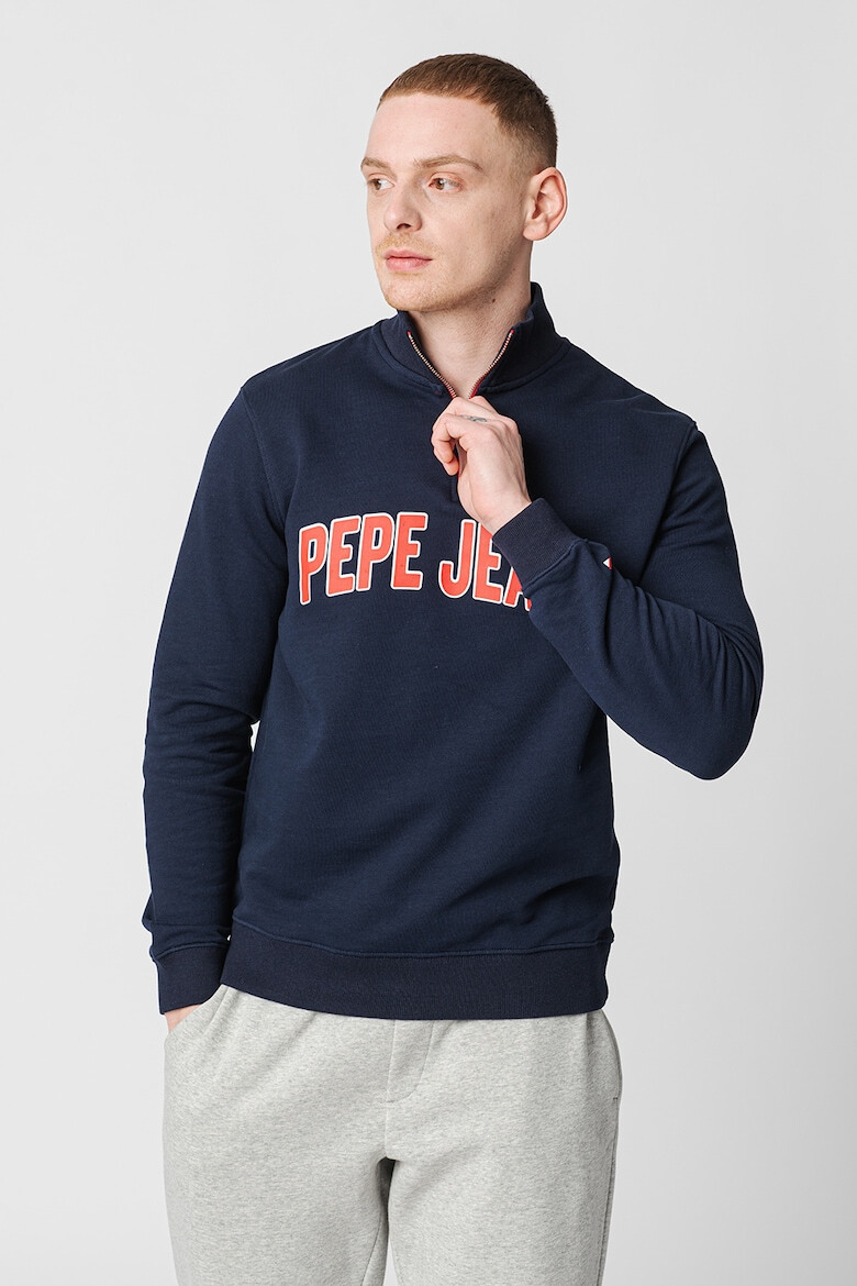 Pepe Jeans London Суитшърт Denzel с къс цип и лого - Pepit.bg