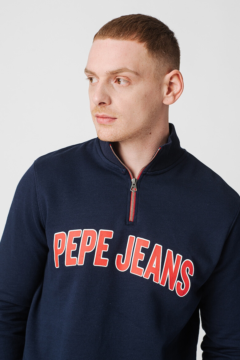 Pepe Jeans London Суитшърт Denzel с къс цип и лого - Pepit.bg