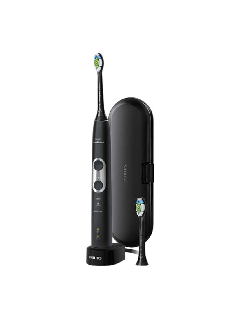 Philips Sonicare Ел. четка за зъби ProtectiveClean 6100 HX6870/47 3 режима 2 функции BrushSync 2 накрайника 62000 движения/минута 1 калъф за транспортиране Сребристо черна - Pepit.bg