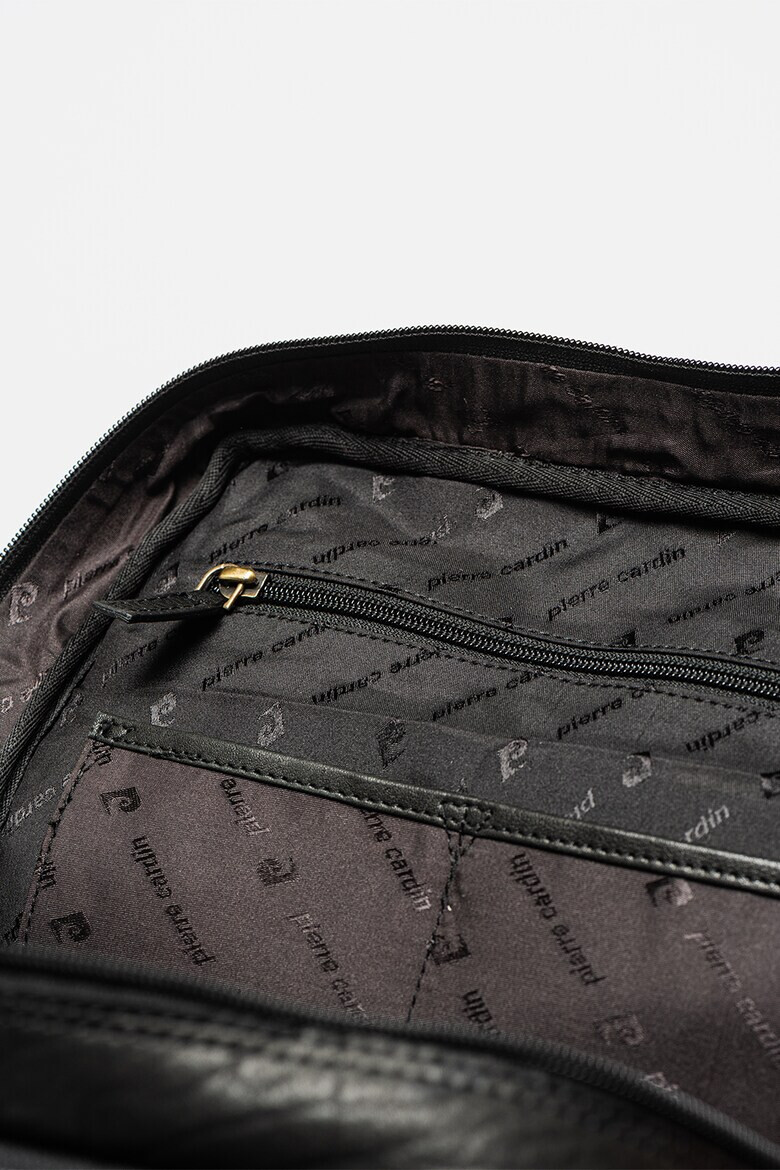 Pierre Cardin Кожена раница с джобове - Черен - Pepit.bg