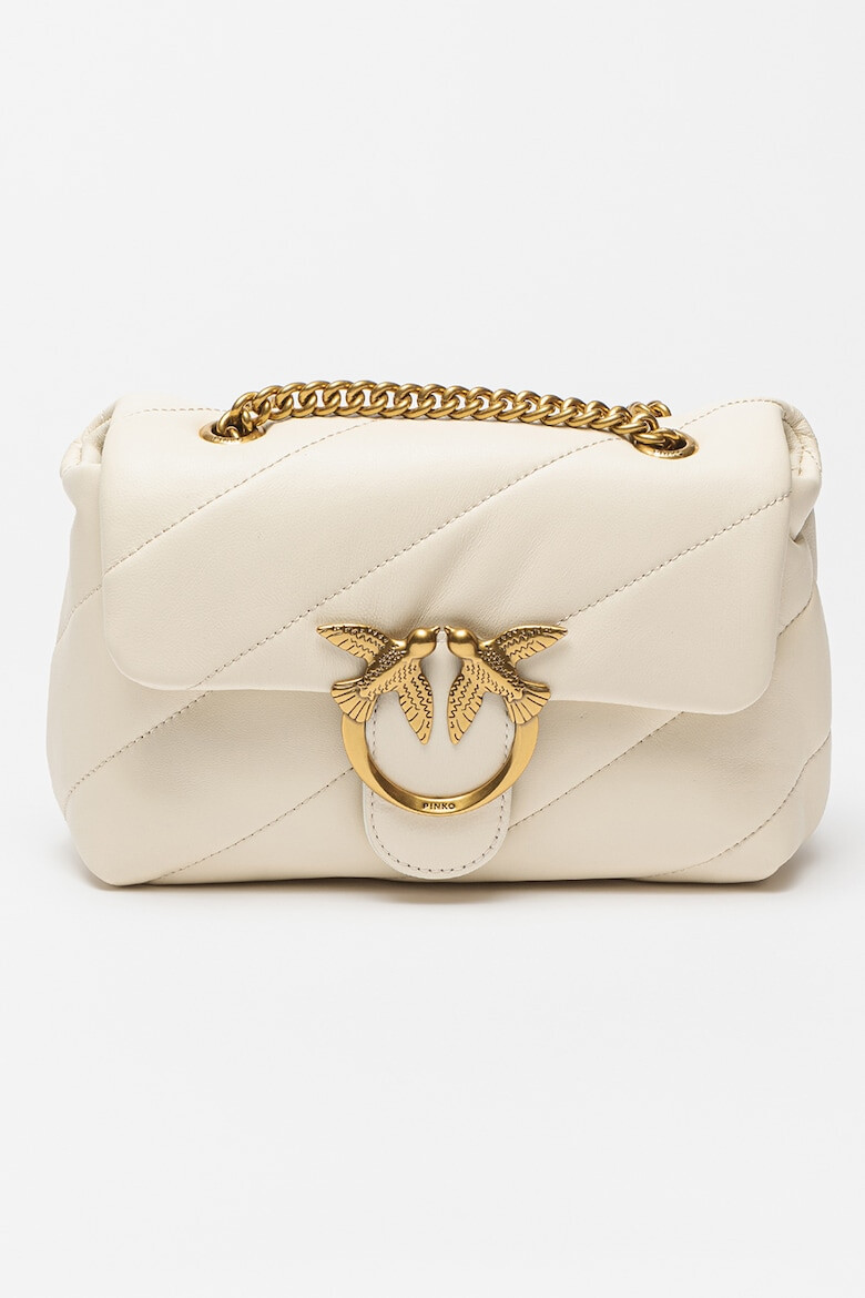 Pinko Кожена чанта през рамо Love Mini Puff - Крем - 15x21x9 - Pepit.bg