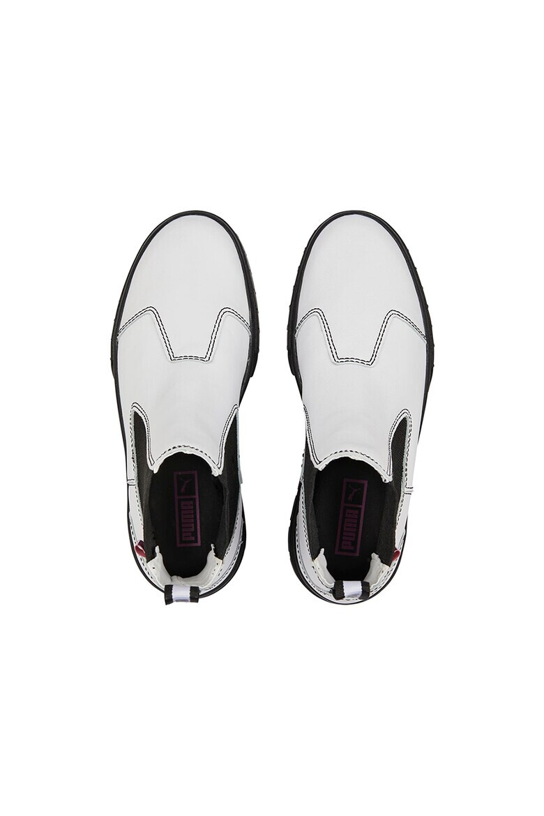 Puma Боти Mayze Chelsea с равна платформа и текстил - Бял/Черен - Pepit.bg