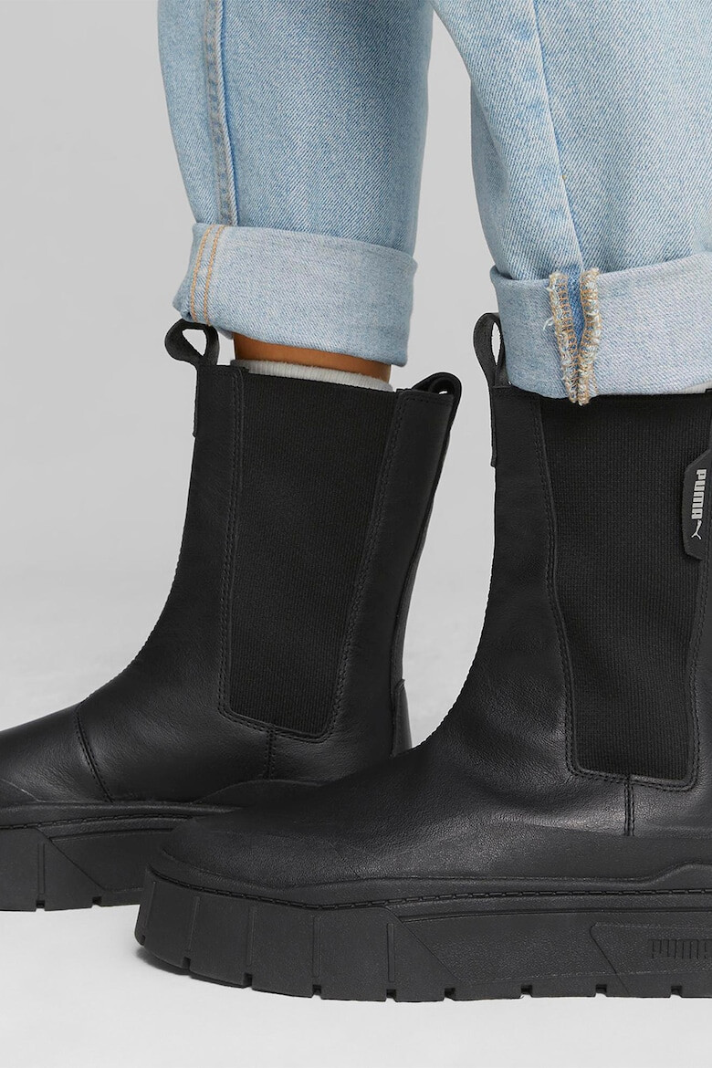 Puma Кожени ботуши Mayze Stack Chelsea с текстил - Черен - Pepit.bg