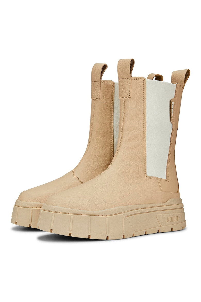 Puma Кожени ботуши Mayze Stack Chelsea с текстил - Бежов - Pepit.bg