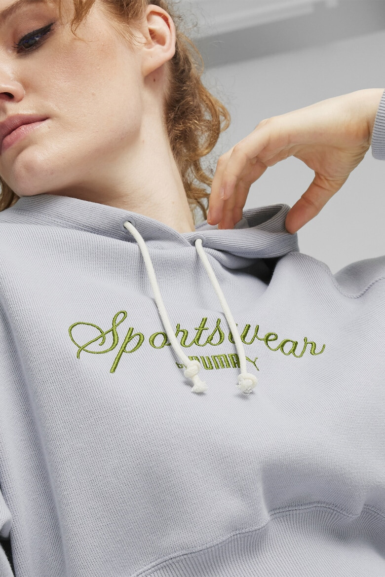 Puma Късо худи Classics+ с бродерия - Сив - Pepit.bg