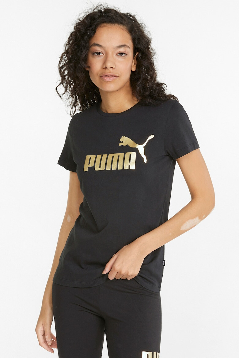 Puma Памучна тениска Essentials+ с контрастно лого - Pepit.bg