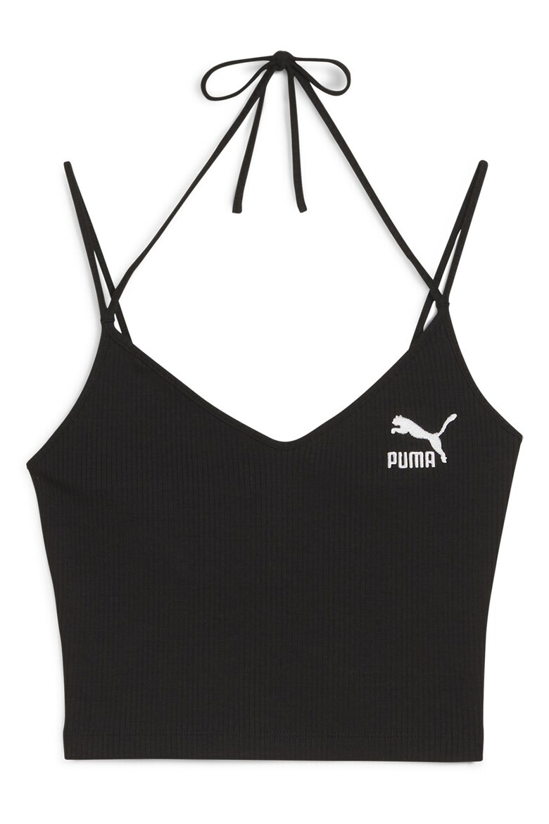 Puma Скъсен рипсен топ с лого - Pepit.bg