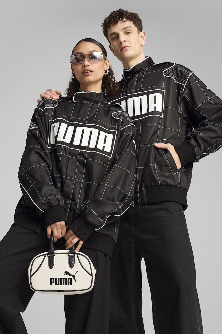 Puma Унисекс уголемено яке с лого - Бял/Избеляло черно - Pepit.bg