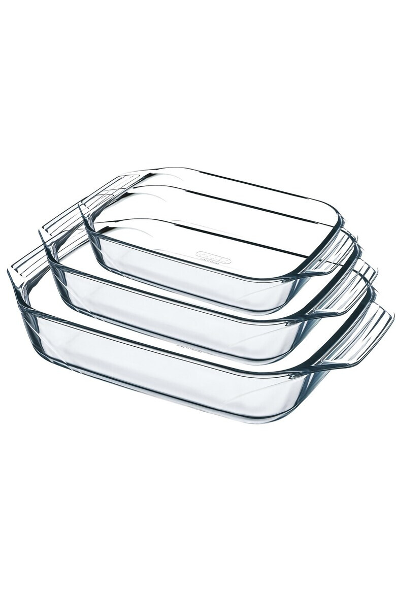 Pyrex Комплект 3 правоъгълни съда Iresistibile Термоустойчиво стъкло 2.1 л 2.9 л 3.8 л - Pepit.bg