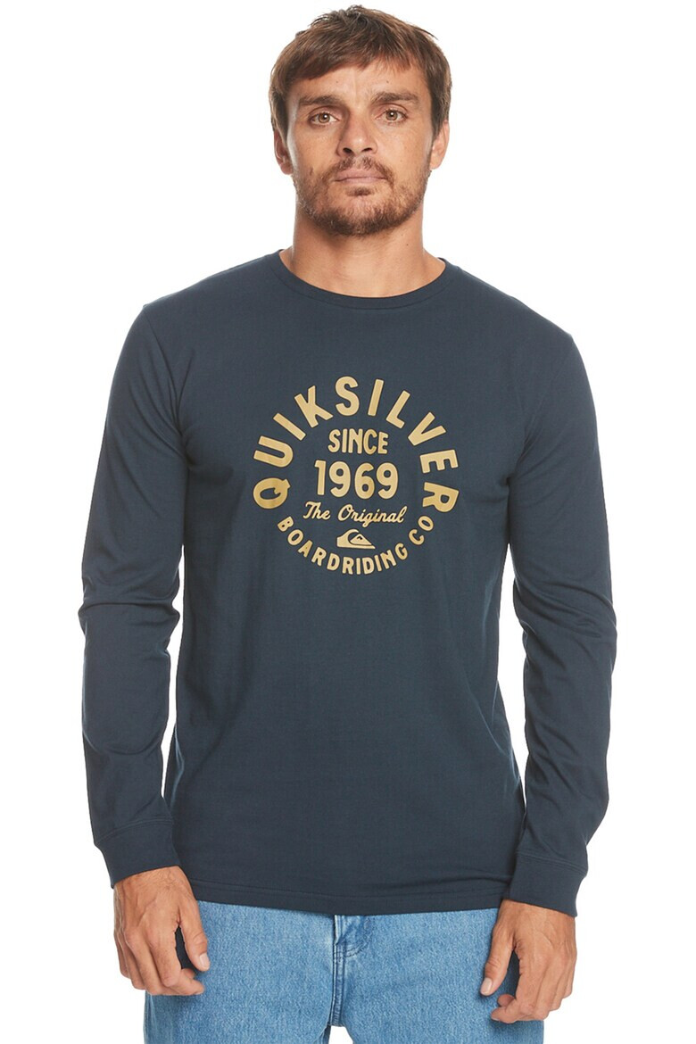 QUIKSILVER Памучна блуза Circled Script с овално деколте - Pepit.bg