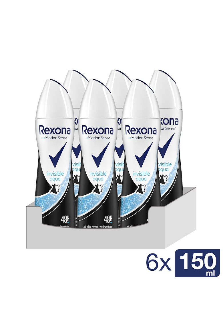 Rexona Комплект х 6 Дезодорант спрей против изпотяване Invisible Aqua 150 мл - Pepit.bg