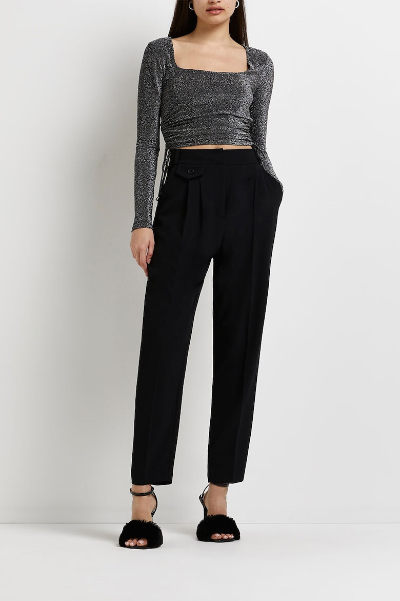 RIVER ISLAND Къса бляскава блуза с връзки - Pepit.bg
