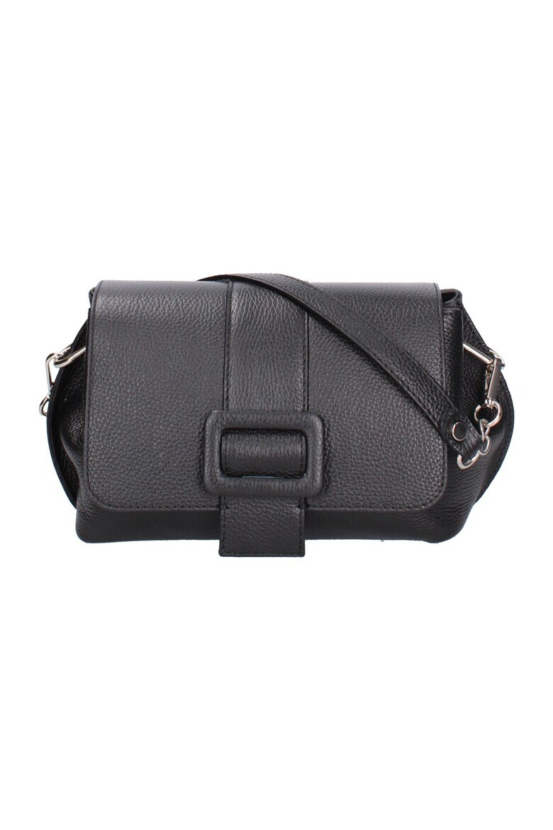 Roberta Rossi Кожена чанта с капаче - Черен - Pepit.bg