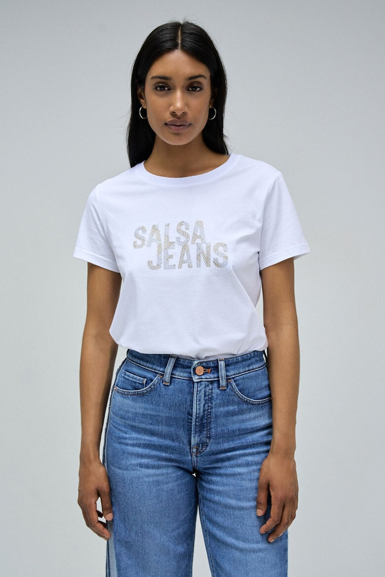 Salsa Jeans Тениска с овално деколте и шарка - Pepit.bg