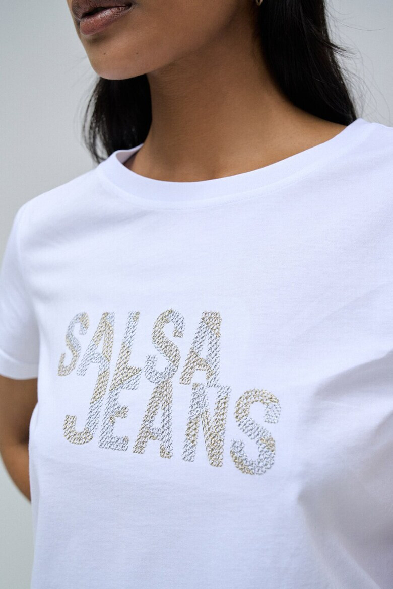 Salsa Jeans Тениска с овално деколте и шарка - Pepit.bg