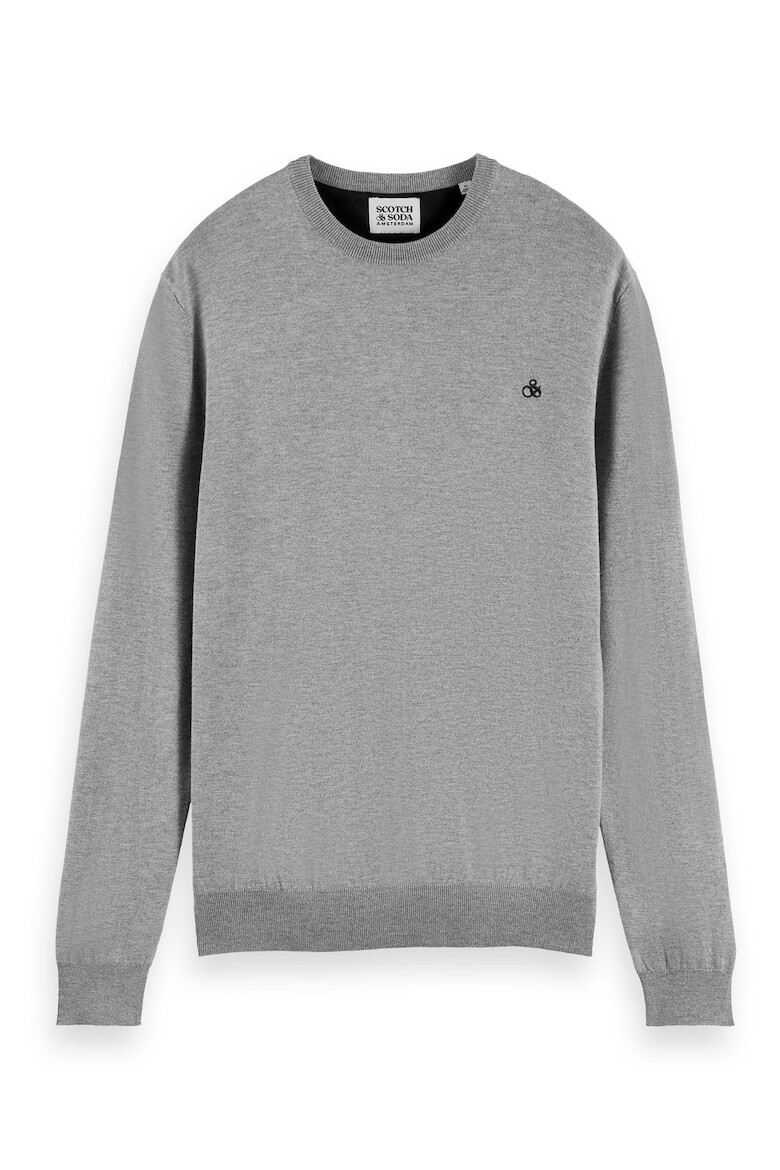 Scotch  Soda Пуловер Essentials с овално деколте - Сив - Pepit.bg