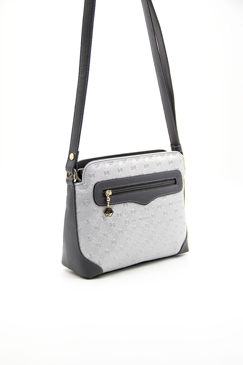 SilverPolo Екологична кожена чанта crossbody с джобове с цип Сива - Pepit.bg